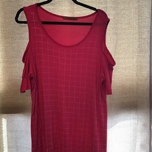 Belldini Hot pink cold shoulder top